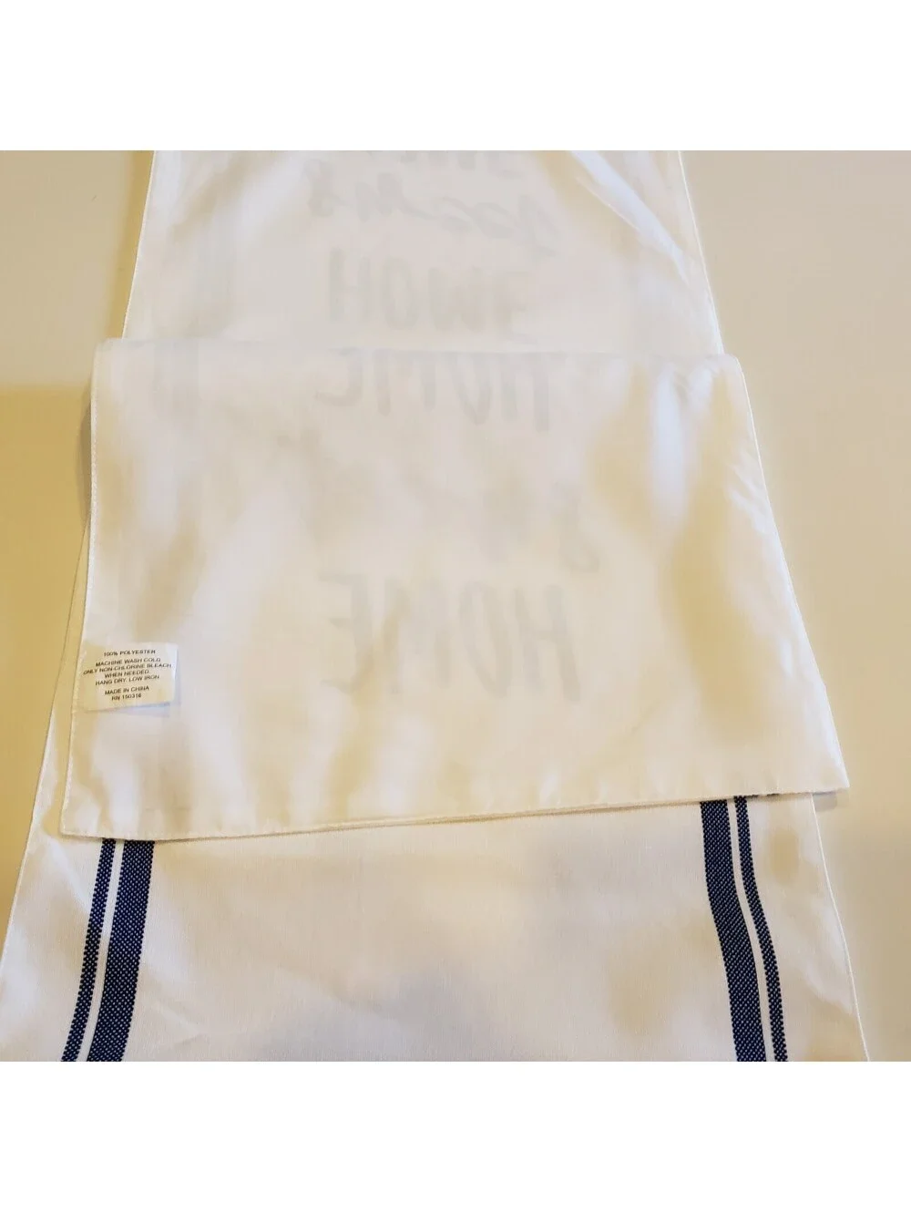 Home Sweet Home Table Runner White with Navy Blue Stripe 13x72 Hobby Lobby